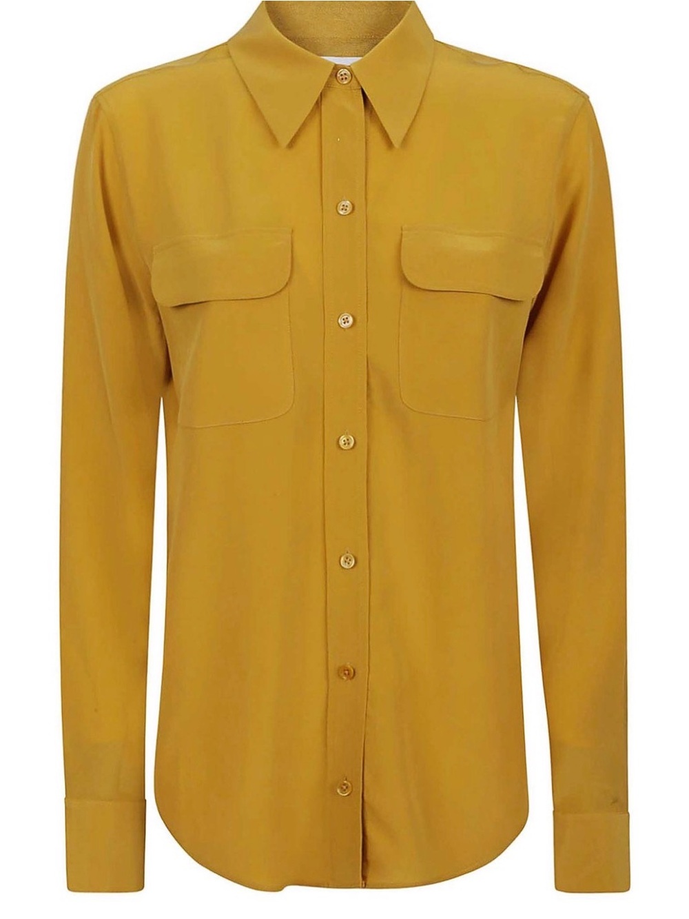 Equipment yellow Silk Long-Sleeve Button-Down Shirt